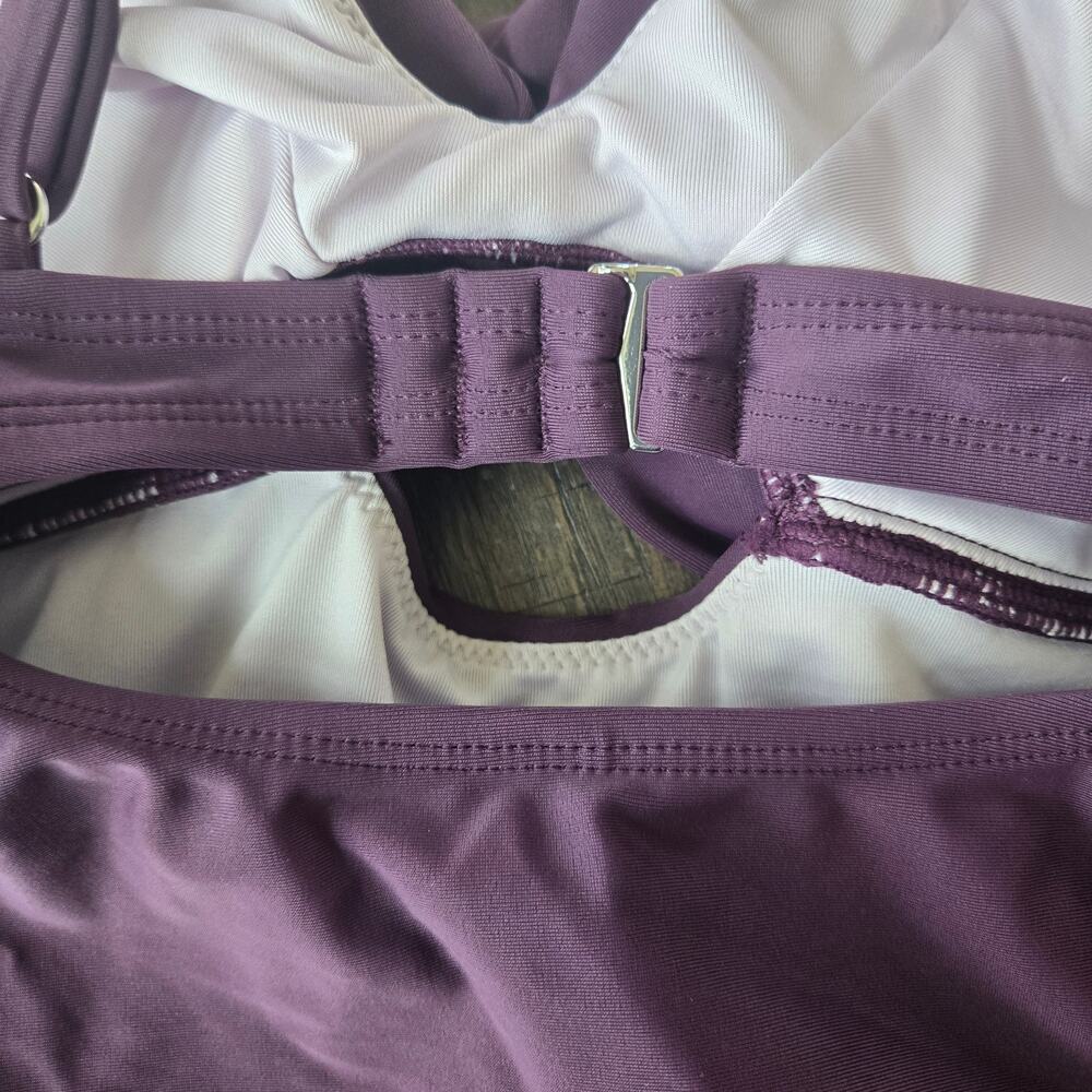 Cupshe Timeless Purple Black Ruched One-Piece Size M NWT - Picture 5 of 9